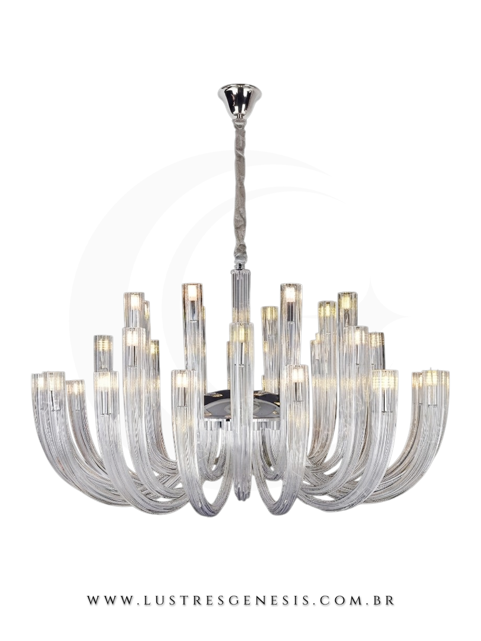 Lustre Pendente Classico Metal Cromado e Vidro 60x50cm G9, Sala de Jantar, Mesa Sala de Jantar, Sala de Estar, Quarto Casal, Suite Master
